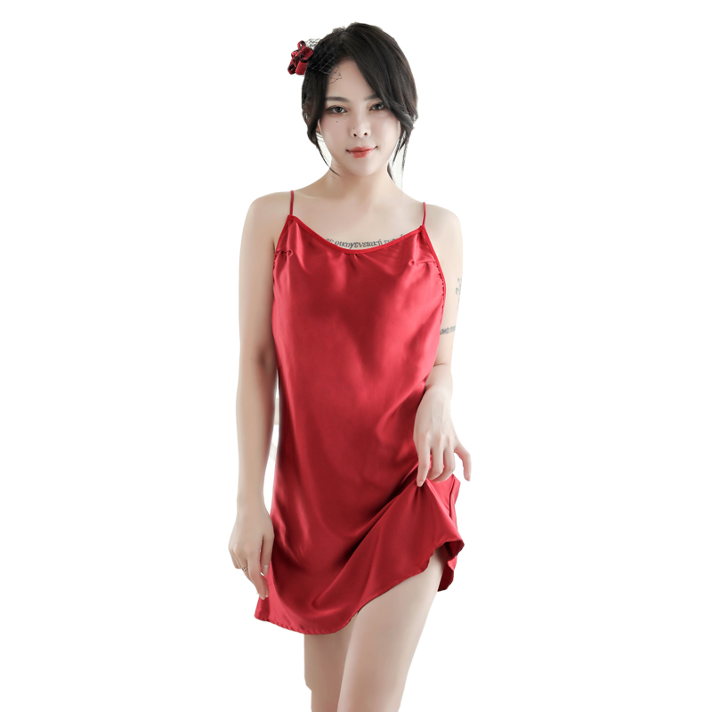 黑色红色高档吊带睡裙-1161