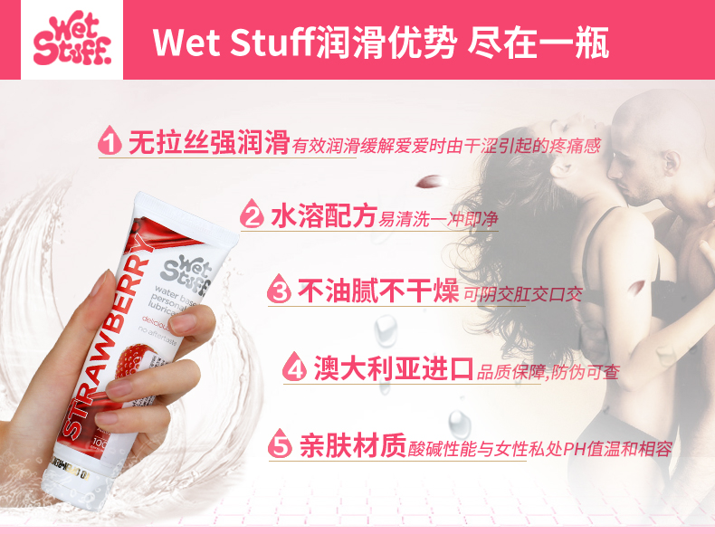 趣爱阁-情趣用品进货批发人体润滑液：Wet Stuff草莓味润滑剂人体润滑液