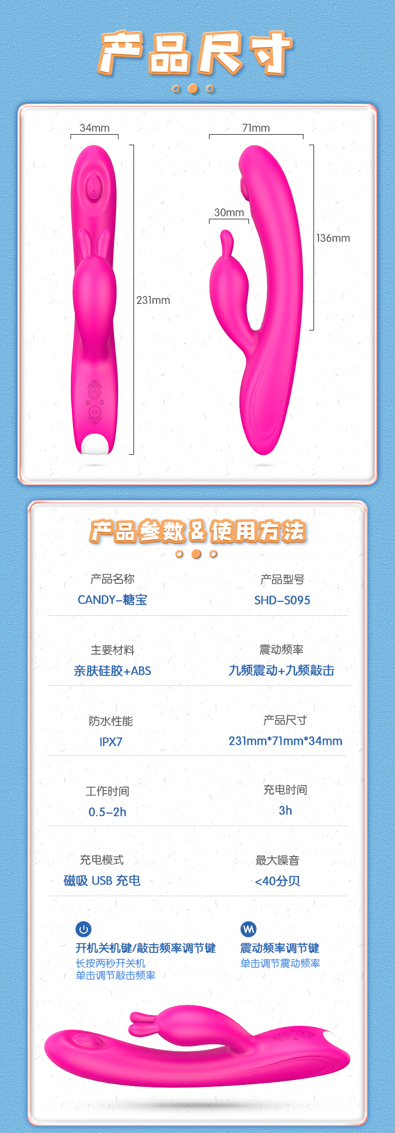 趣爱阁-广州成人用品批发市场震动棒：斯汉德SHD-s095 candy糖宝震动棒