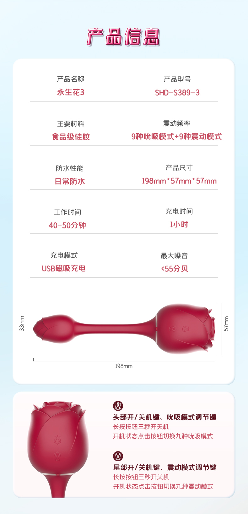 趣爱阁-成人用品展示穿戴震动：斯汉德SHD-S389-3永生花3穿戴震动