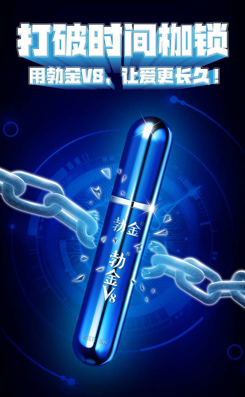 趣爱阁-两性用品商城延时喷剂：勃金抑菌喷剂(蓝色V8礼盒版8ml)延时喷剂