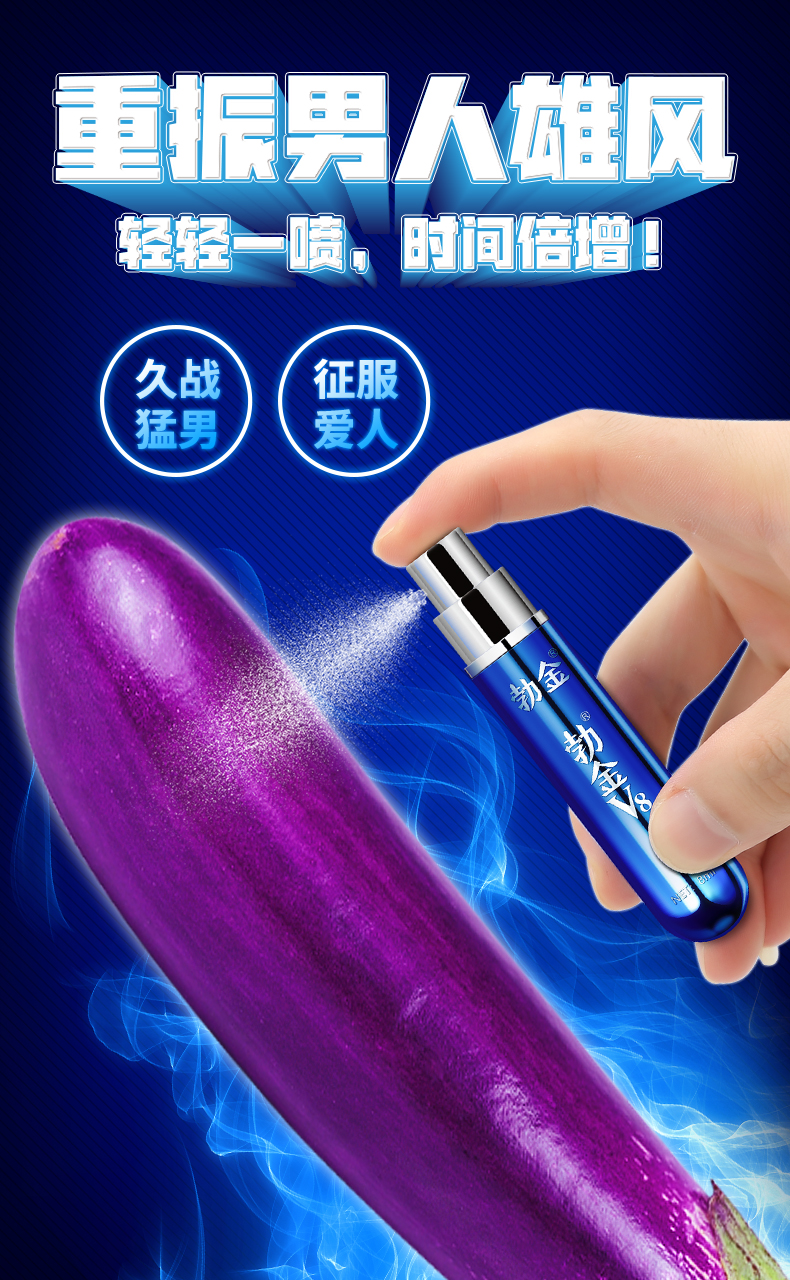 趣爱阁-两性用品商城延时喷剂：勃金抑菌喷剂(蓝色V8礼盒版8ml)延时喷剂