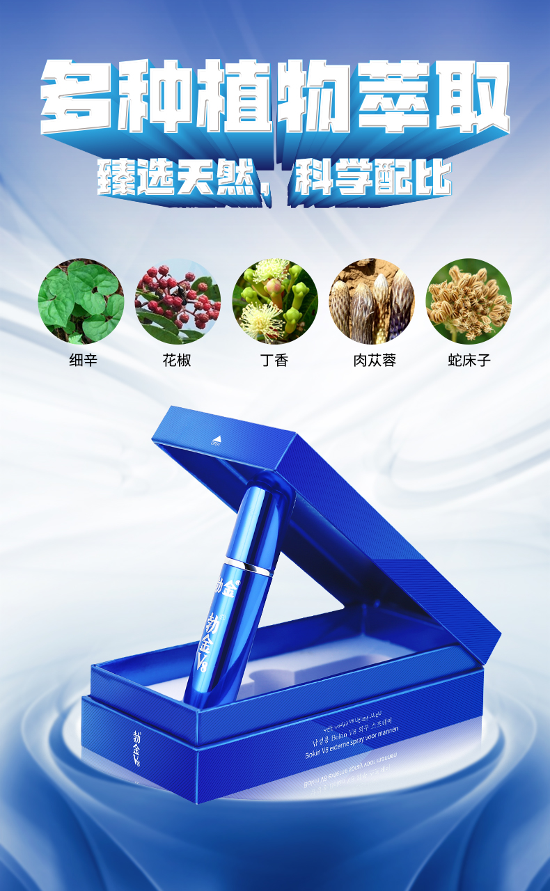 趣爱阁-两性用品商城延时喷剂：勃金抑菌喷剂(蓝色V8礼盒版8ml)延时喷剂