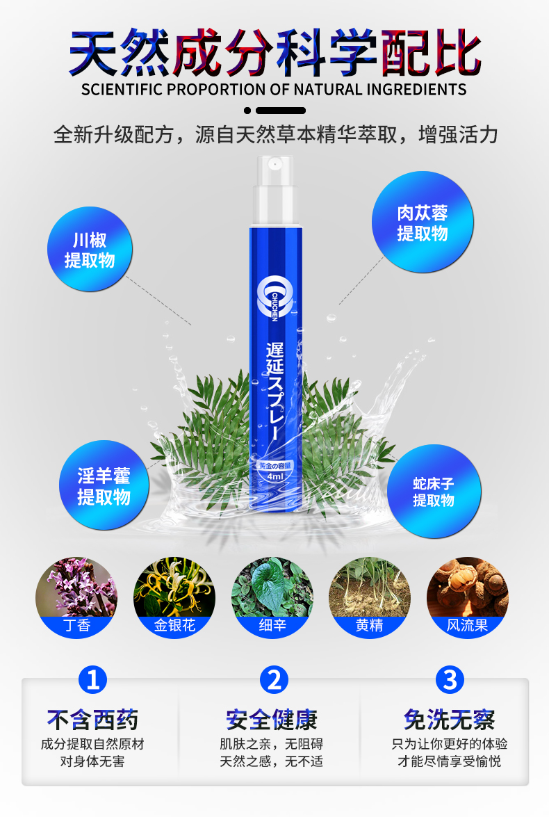 趣爱阁-在淘宝开成人用品店延时喷剂：初辰外用延时喷剂(蓝金版4ML)延时喷剂